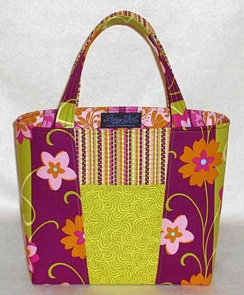This bag is fun to make using two fabrics that are stacked, cut, then swapped around.