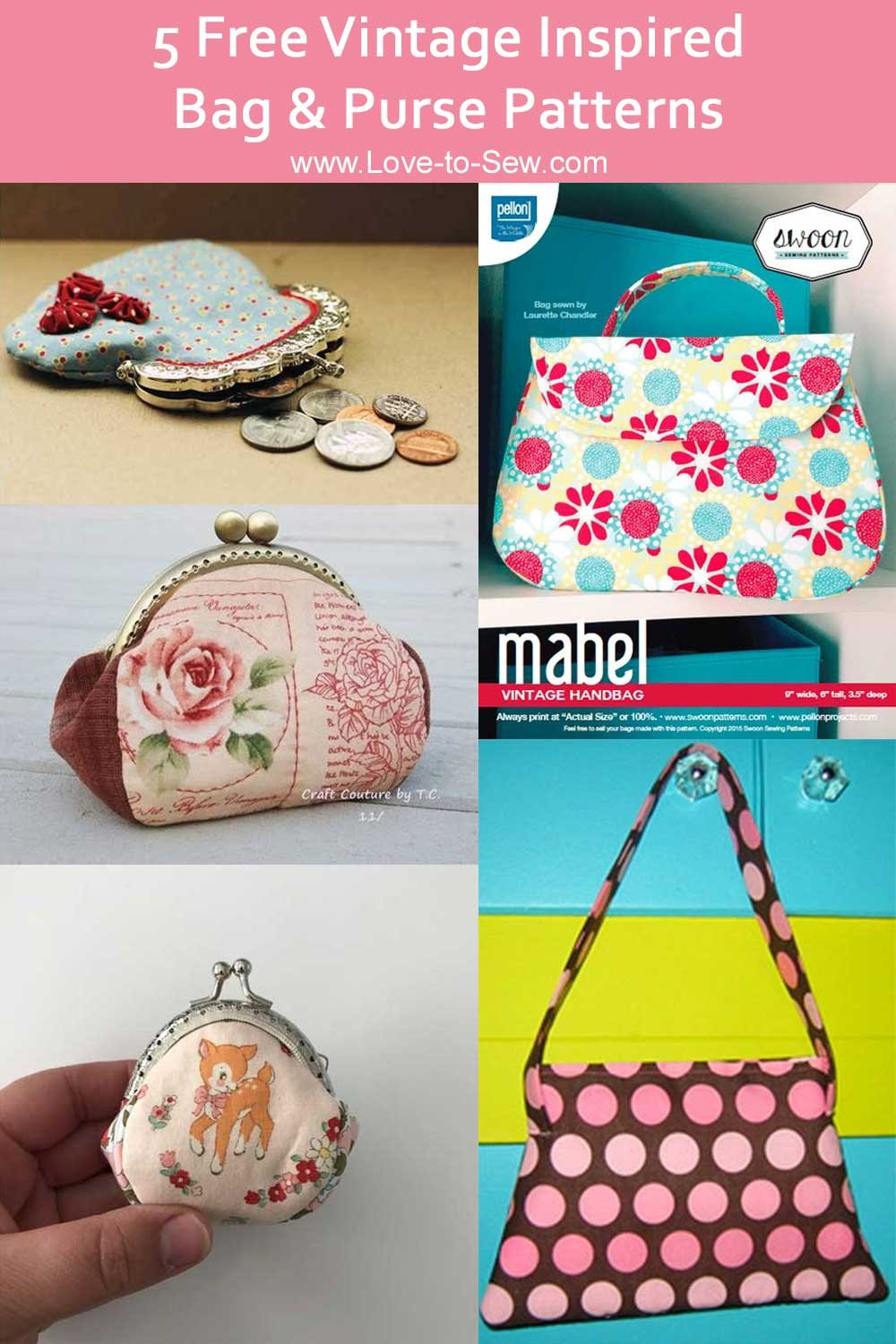 5 Free Vintage Style Purse & Bag Patterns to Sew - Love to Stitch and Sew