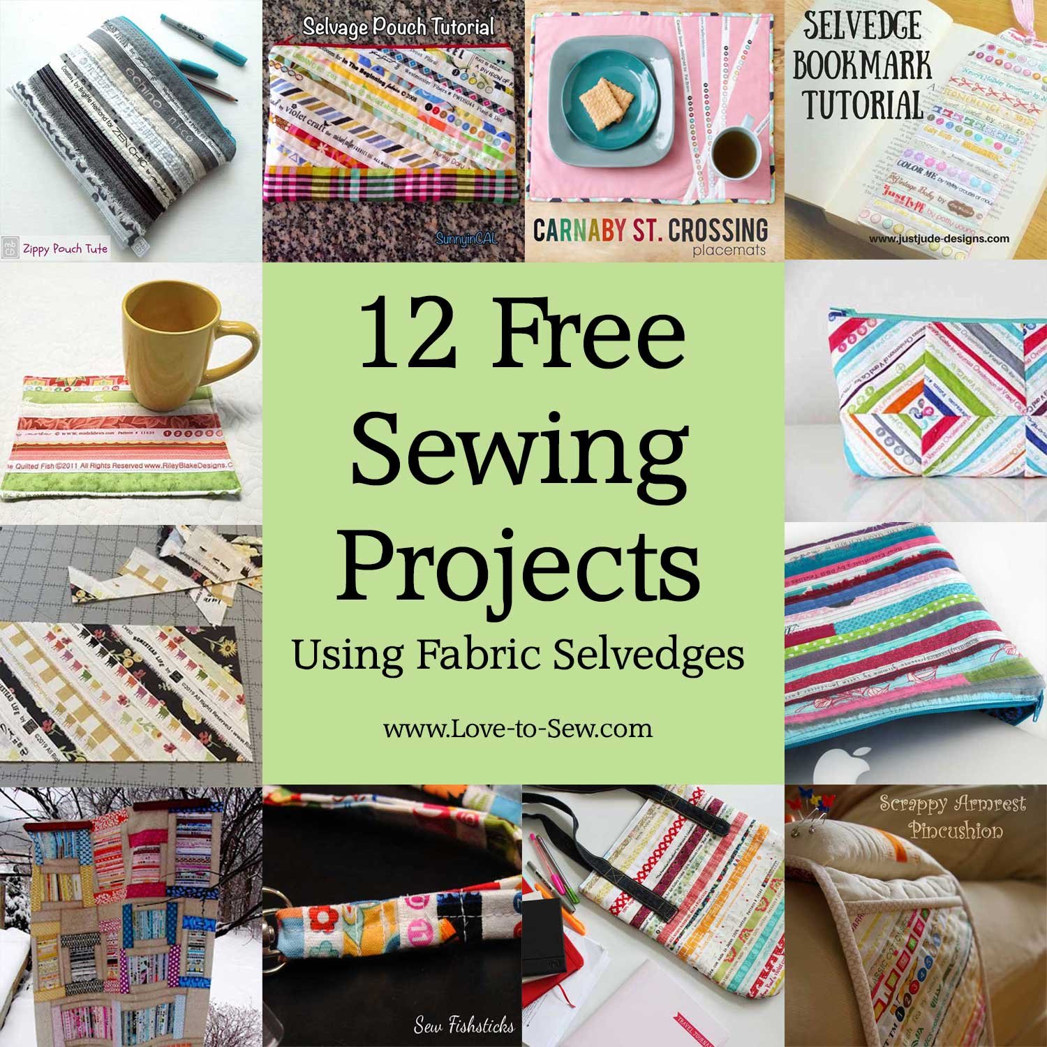 12 Sewing Projects using Fabric Selvedges